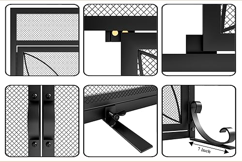 Miniatura 4 de Fire Beauty Pantalla de chimenea con puertas magnéticas, pantalla de metal grande para el hogar, protector de chispas, incendios de horno de metal,