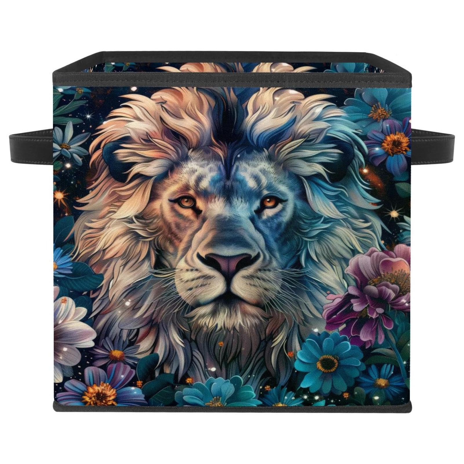 Boîte de rangement en forme de fleur et lion pour organiser armoire et vêtements