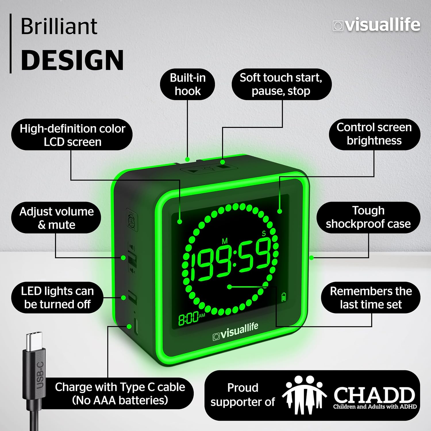 Visual Life Timer for Kids, Adults, ADHD, Autism & Dyslexia - New Timed Color Cues Anchor Focus, Track Progress & Guide Transitions - for Home, Teacher Classrooms, Homeschool, Business & Groups