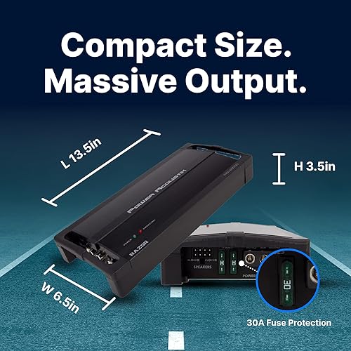 Miniatura 5 de Power Acoustik RZ4-2000D Amplificador de 4 canales Clase D de 2000 W, negro, 13.60 pulgadas x 6.30 pulgadas x 3.50 pulgadas.