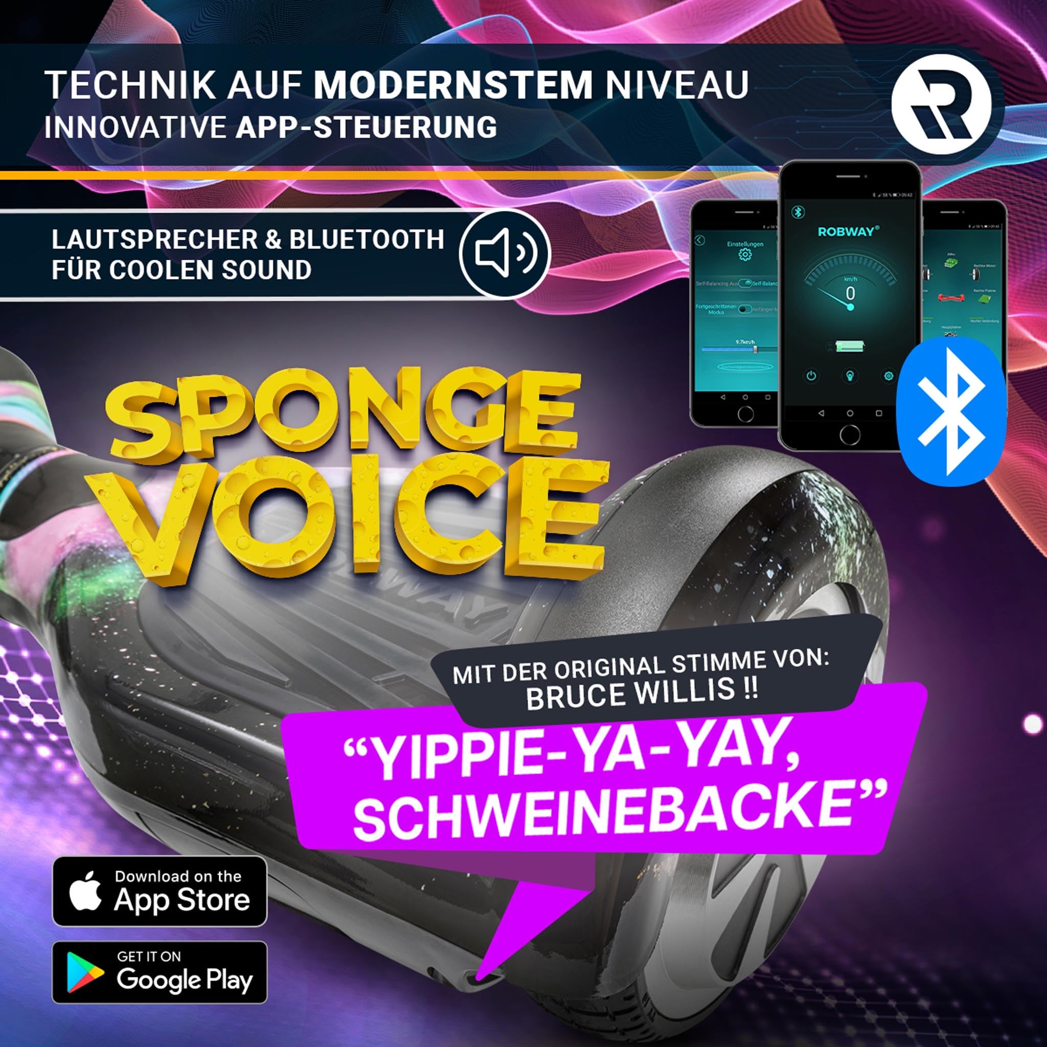 Robway W1 Hoverboard | 𝐃𝐀𝐒 𝐎𝐑𝐈𝐆𝐈𝐍𝐀𝐋 ® Hoverboards für Kinder Jugendliche & Erwachsene - APP Steuerung - 𝟮 x 𝟯𝟓𝟬 Watt Motoren - Self-Balance Funktion - Bluetooth