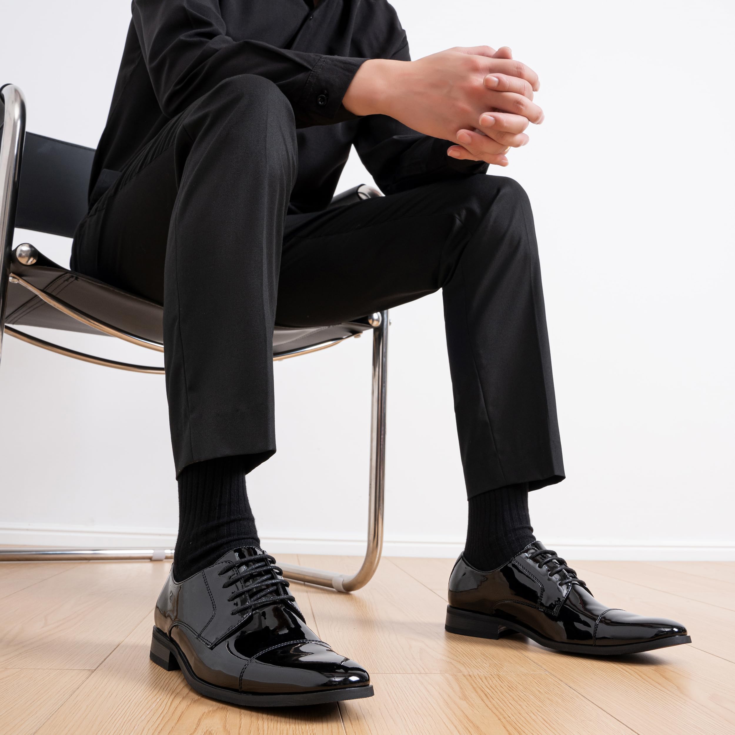 Jousen Mens Dress Shoes Tuxedo Patent Oxford Classic Comfortable Dress Shoes for Men