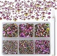 Vista 36 de 2880 diamantes de imitación para arte de uñas, sin termofijación, fijación con pegamento, cristales redondos de vidrio con base plana para hacer