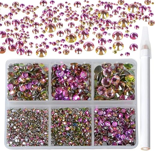 Miniatura 36 de 2880 diamantes de imitación para arte de uñas, sin termofijación, fijación con pegamento, cristales redondos de vidrio con base plana para hacer