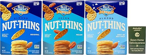 Blue Diamond Nut-Thins - Galletas sin gluten, variedad de 3 sabores, (1) cada una toque de sal marina, nueces, almendra original (4.25 onzas) -