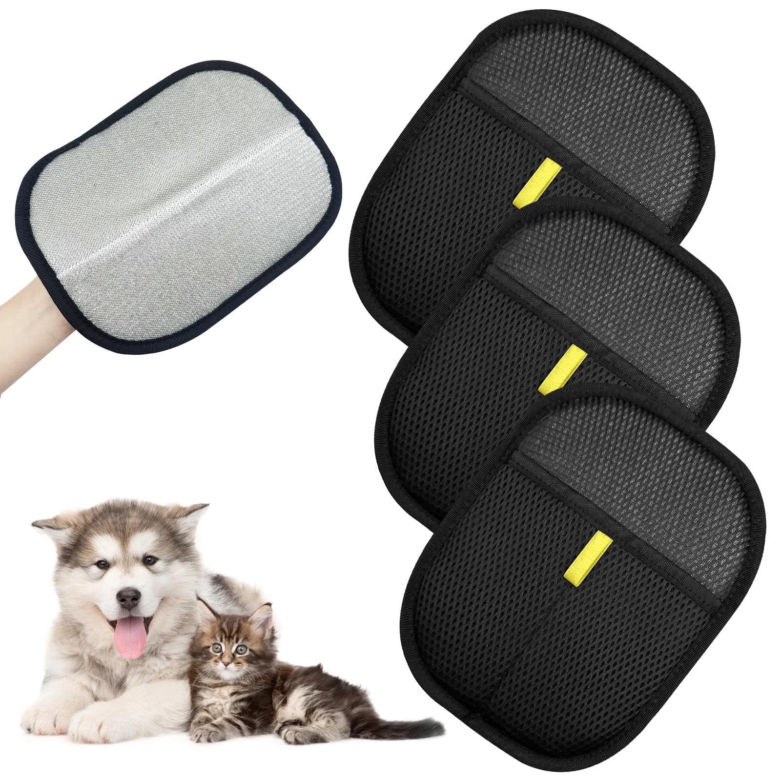 3 Pièces Gant Anti Poils Animaux, Gants d'épilation, Pet Hair Remover Glove, Brosse Poils d'animaux, Gants Magnétiques Réutilisables pour Chien, Chat, Canapé, Tapis, Vêtements