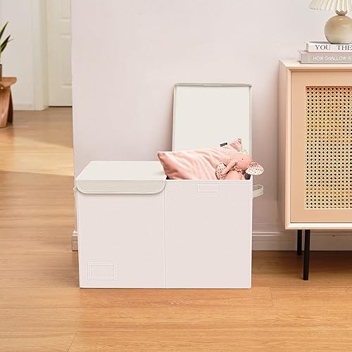 Miniatura 8 de GRANNY SAYS Baúl de juguetes con tapas, organizador plegable de almacenamiento de juguetes con asas, almacenamiento de animales de peluche para