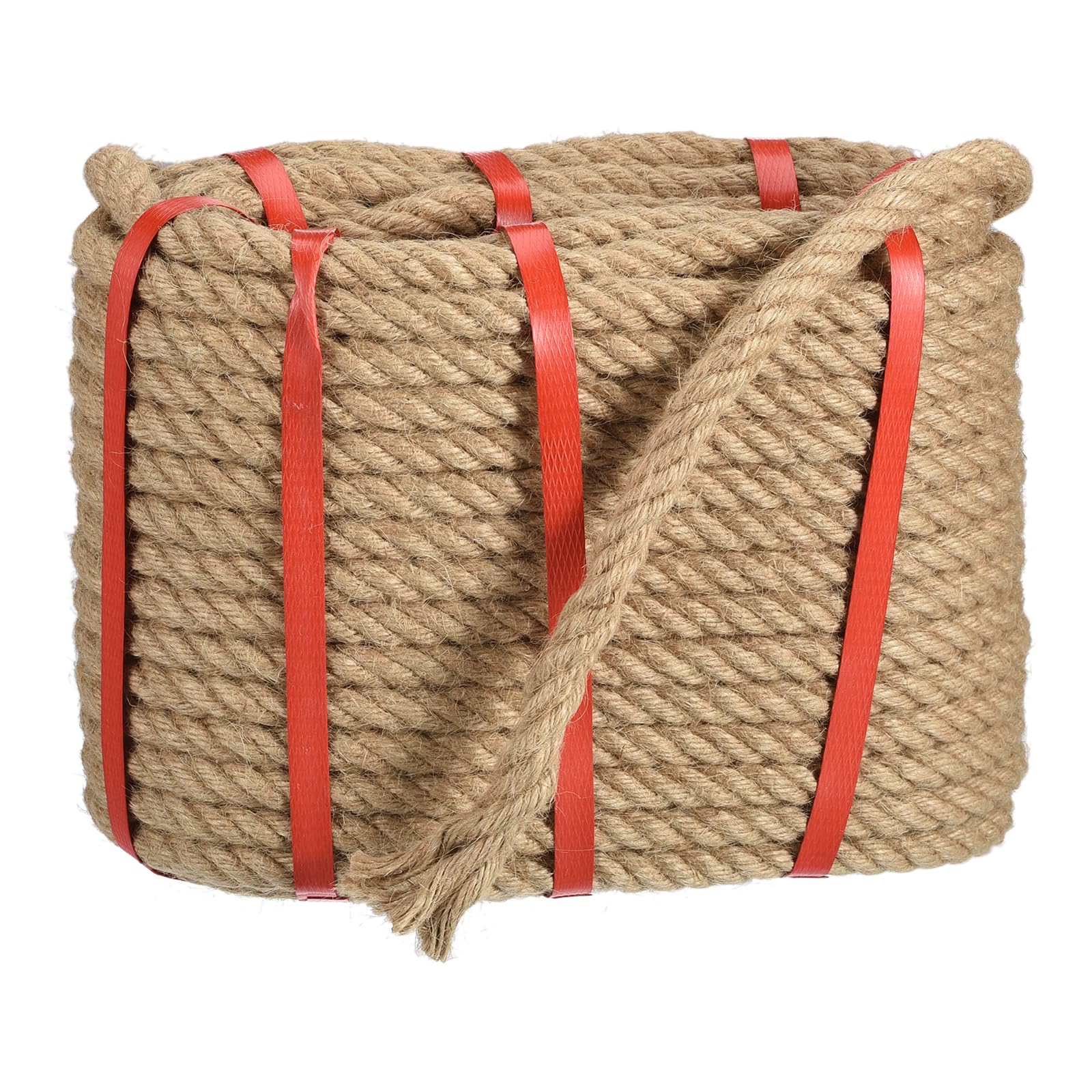 Natural Jute Rope, 30m x 1.3cm Thick Twisted Manila Rope Multipurpose for Tug of War, Hammock, Climbing, Boating, Hanging