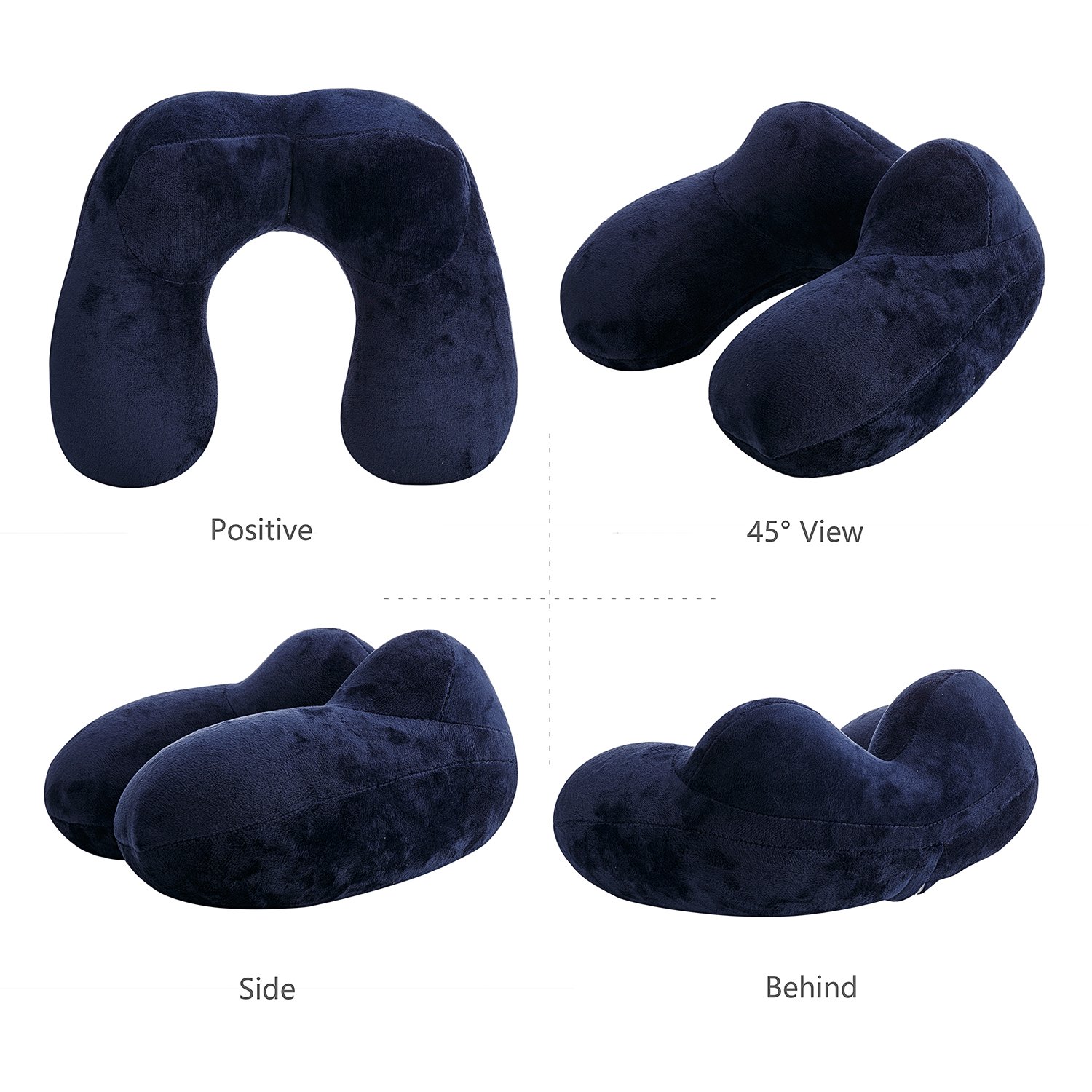 2-Set Reisekissen Aufblasbares/Nackenkissen Ergonomisch Aufblasbare Hergestellt waschbarem Kissenbezug Nackenhörnchen ideal für Reisen mit dem Auto, Flugzeug, Zug, Büro(Blau+Grau)