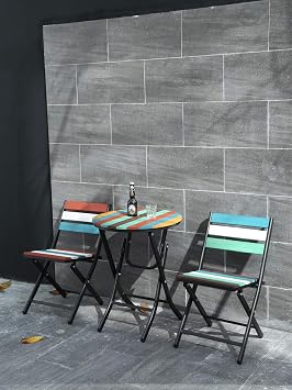 Coffee Shop Table, Outdoor Garden Patio Leisure Table Portable Balcony Dining Table Industrial StyleColor:E