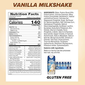 Pure Protein Vanilla Protein Shake, 30g Complete Protein, Vitamins A, C, D, and E plus Zinc & Optimum Nutrition Gold Standard Protein Shake, 24g Protein, Ready to Drink Protein Shake