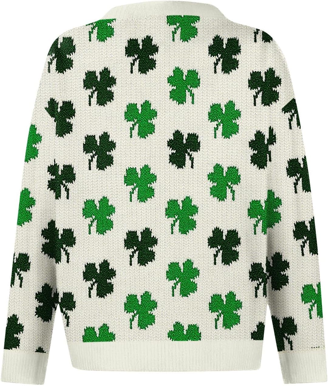 Womens St Patricks Day Sweater Plus Size Button Shamrock Cardigans Long Sleeve Knitted Sweater 2026 Spring