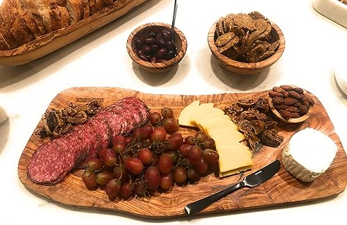 Miniatura 2 de Orchard Hardwoods, tablero de madera de olivo rústico hecho a mano con borde de corteza de 20 pulgadas, para cortar, cortar, servir. Losa de madera