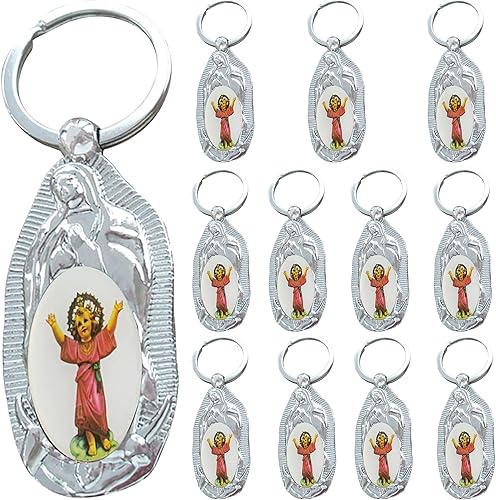 12 llaveros para bautizo y bautizo, para bebé, Jesús, Nuestra Señora de Guadalupe, para niños y niñas invitados