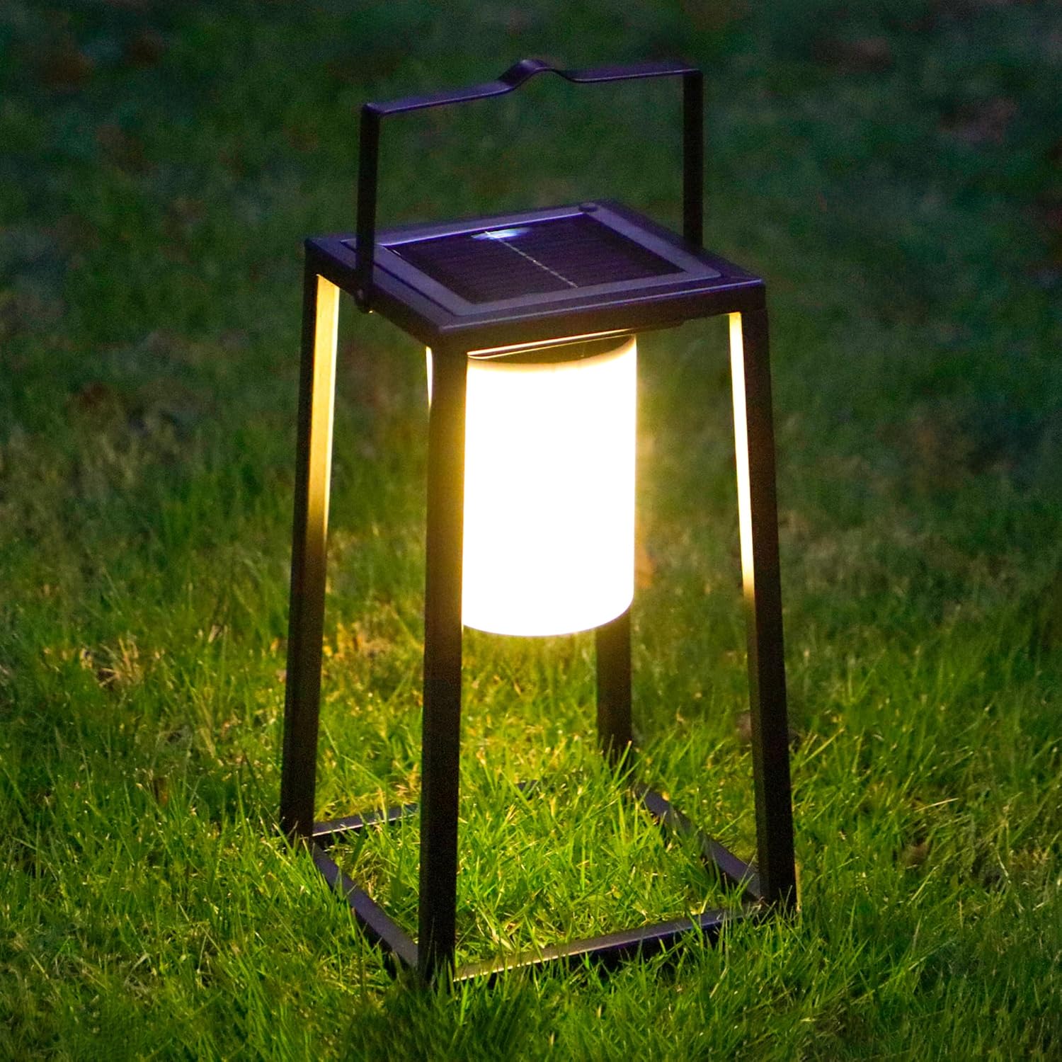 TRIROCKS Set of 2 Outdoor Solar Lantern Portable Brightness LED Nightstand Lantern Portable Solar Lamp IP44 Waterproof Touch Control Outdoor Table Lamp Cordless Lights for Patio Walking Camping Garden