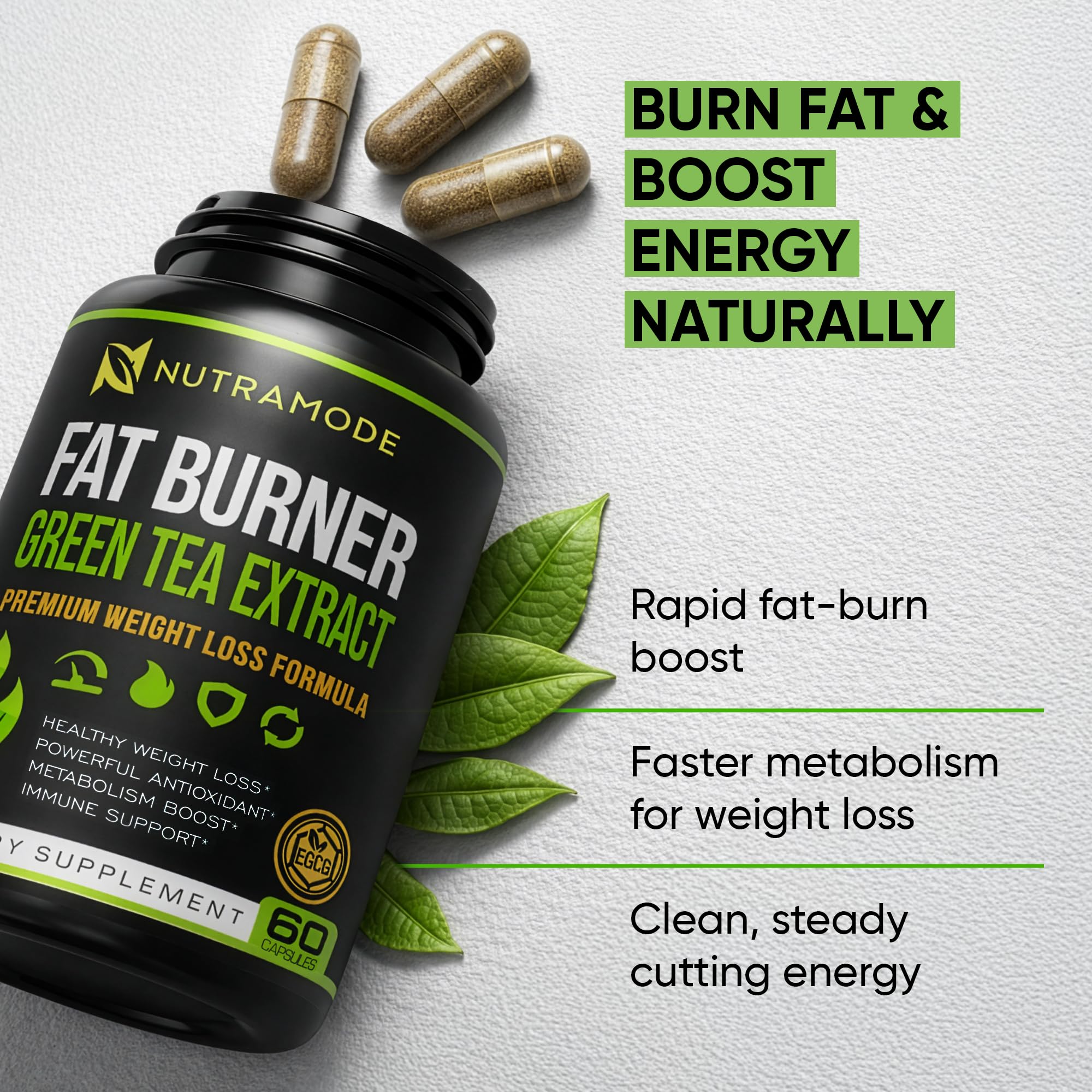 Green Tea Fat Burner Weight Loss Diet Pills for Men & Women - GLP-1 Activate Metabolism Booster & Appetite Suppressant Thermogenic Fat Burner with Green Coffee Bean & Raspberry Ketones - 60 capsules — Amazon image 3