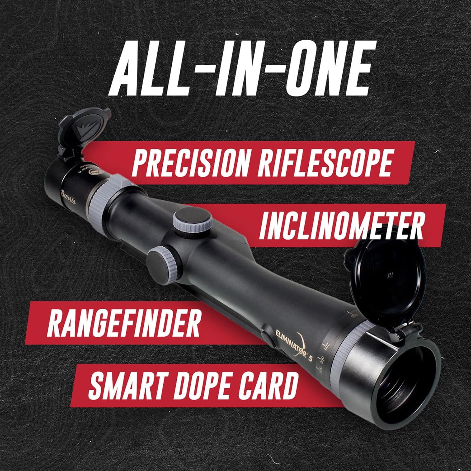 BURRIS Eliminator 5 LaserScope 5-20x50mm - Precision Riflescope with Built-in Laser Rangefinder, Ballistic Calculator, Digital Inclinometer & X96 Reticle for Long-Range Hunting & Shooting