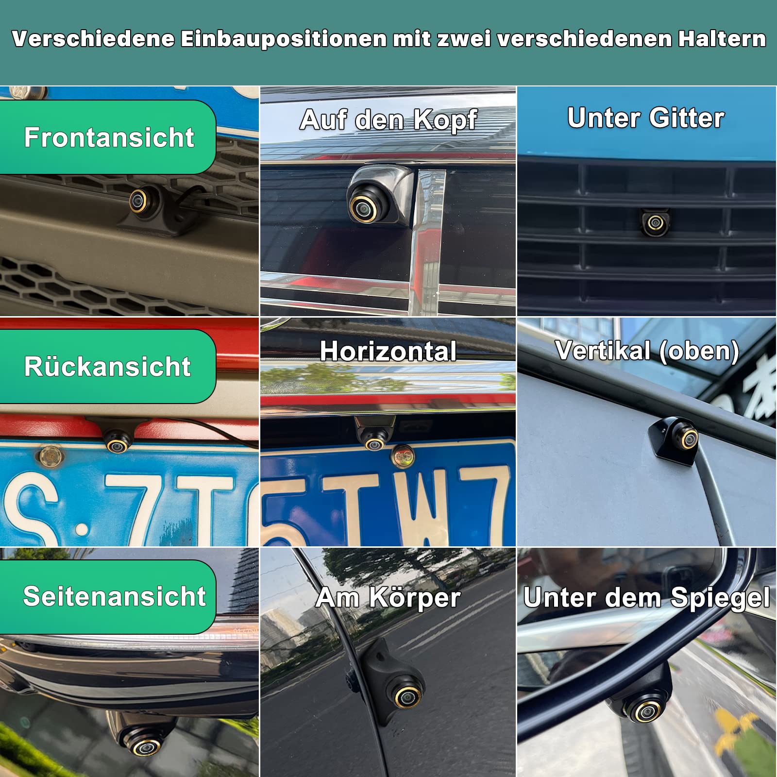 AHD 1080P Rückfahrkamera Funktioniert Nur mit Monitoren und Radio, die das AHD 1080P Videosignal Unterstützen, Rück/Seitenansicht Kamera, einstellbare Fischaugenlinse