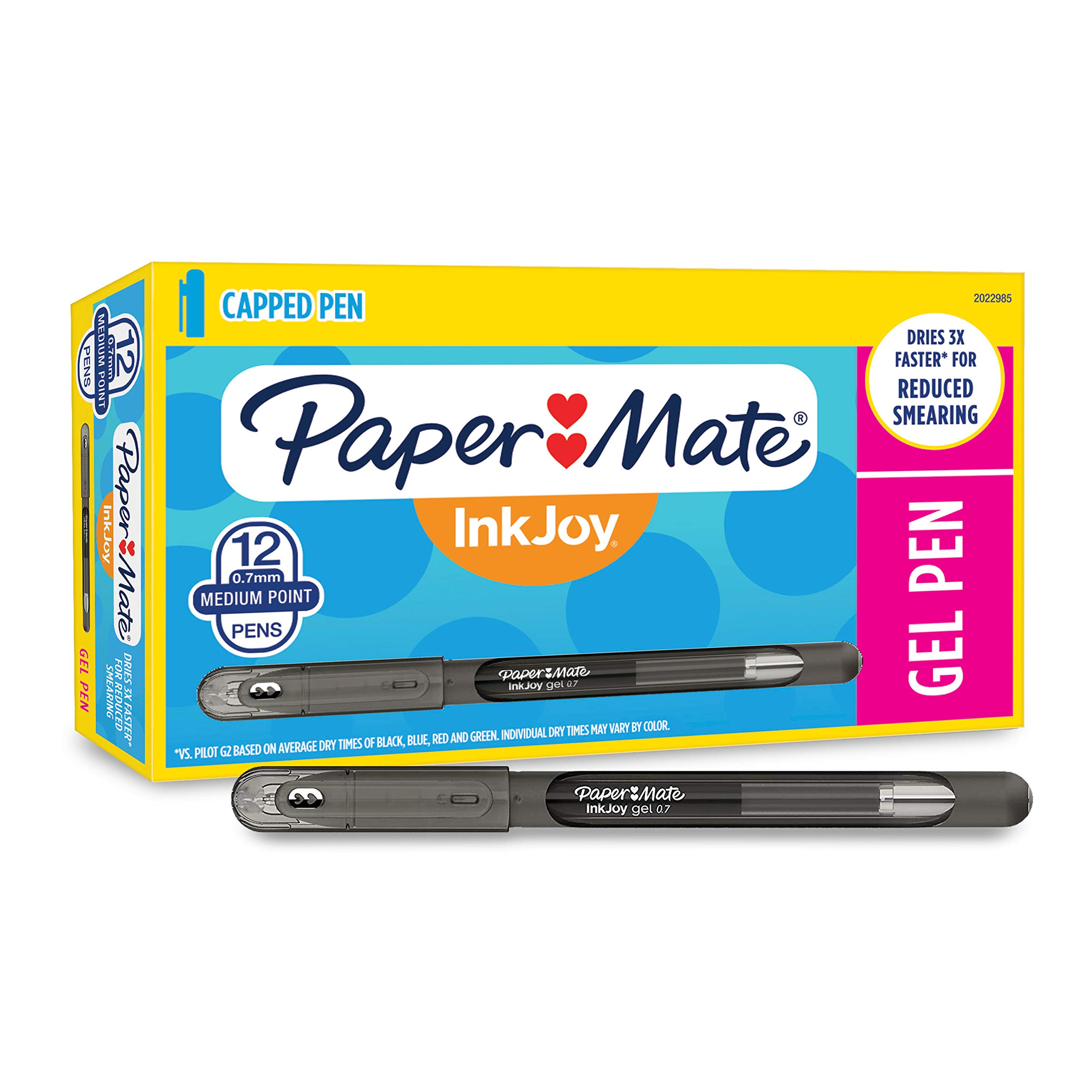 Paper Mate - Penna gel InkJoy, punta media (0,7 mm), 12 conti, colore blu scuro, 2023006