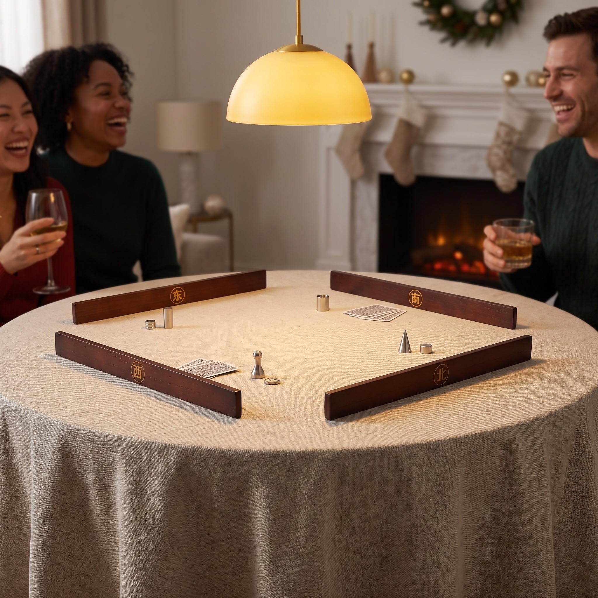 OUNONA Set di 4 spingitessere in legno per Mahjong, strumento per tavoli da