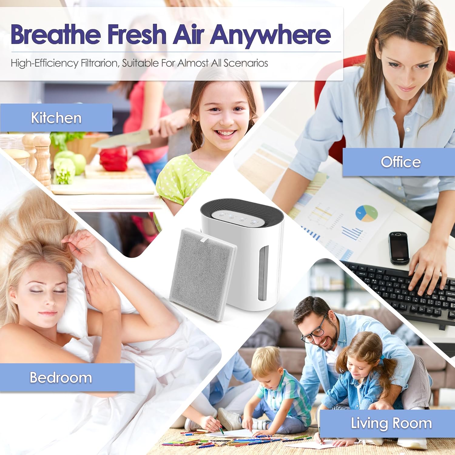 True HEPA Pure-Zone Air Purifier Replacement Filter Compatible with Pure Enrichment PureZone Air Purifier Filter and PureZone 3-in-1 Air Purifier PEAIRPLG, 4 H13 True HEPA Filter & 8 Extra Pre-Filter - Image 7