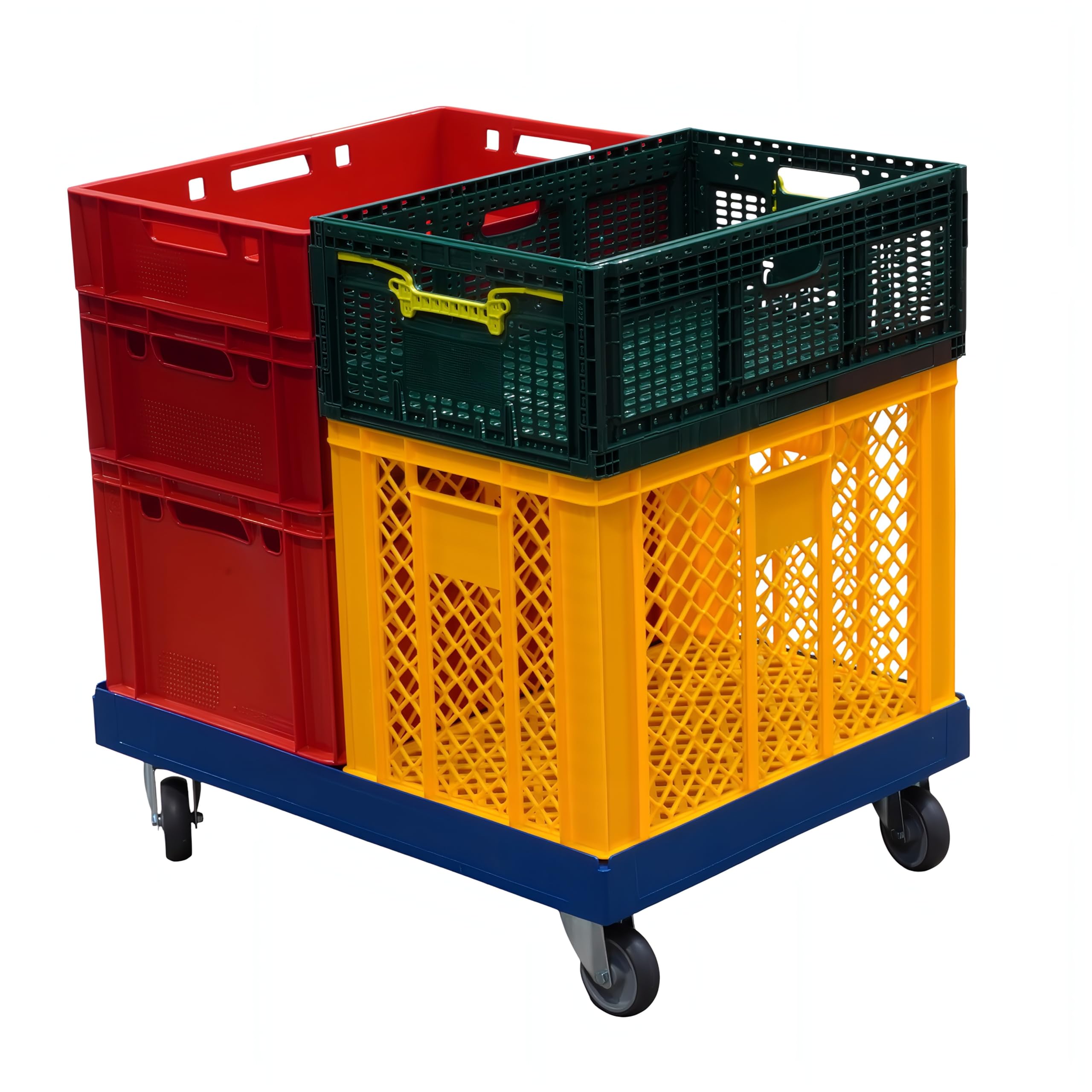 4 Stück Transportroller in Blau für Kisten 80 x 60 cm - 400 kg Traglast