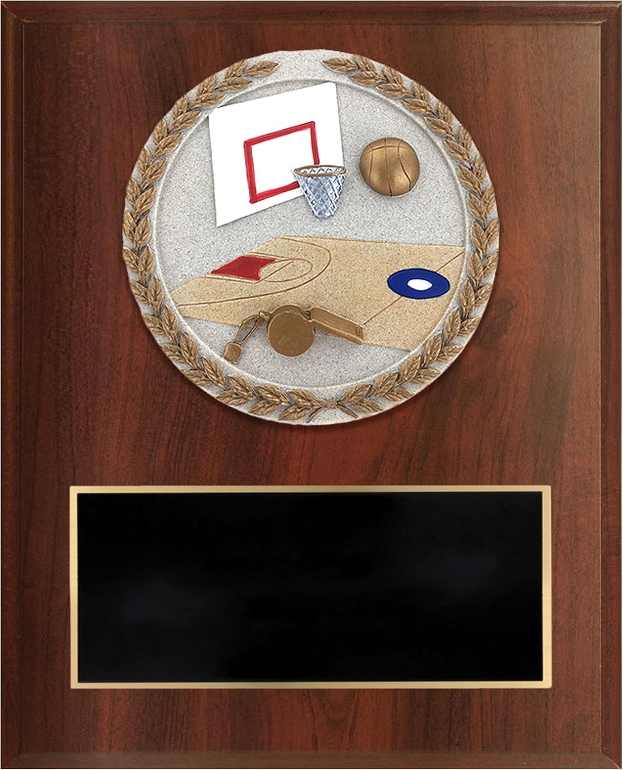SHOP AWARDS AND GIFTS Customizable Dark Cherry Plaque Award Personalized Custom Engraved, 6 x 8 Inch, Basketball
