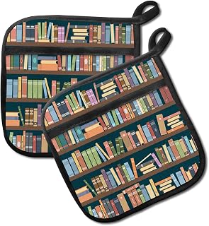 2 Pack Pot Holders for Kitchen Clearance, Cute Hot Pads, Funny Oven Pot Holders, Potholders Sets for Kitchen Heat Resistant Cute Book Shelf