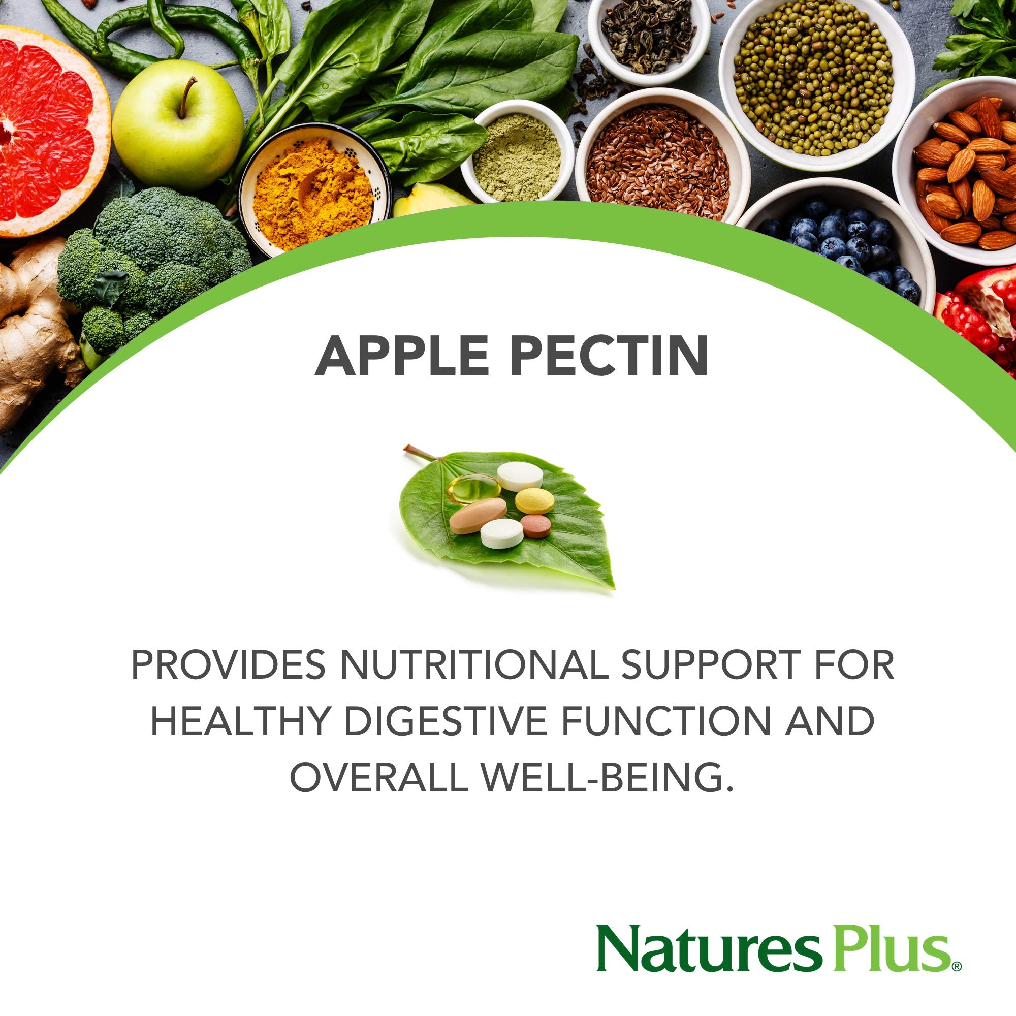 Buy NaturesPlus Apple Pectin 500 mg, 180 Vegetarian Tablets Natural