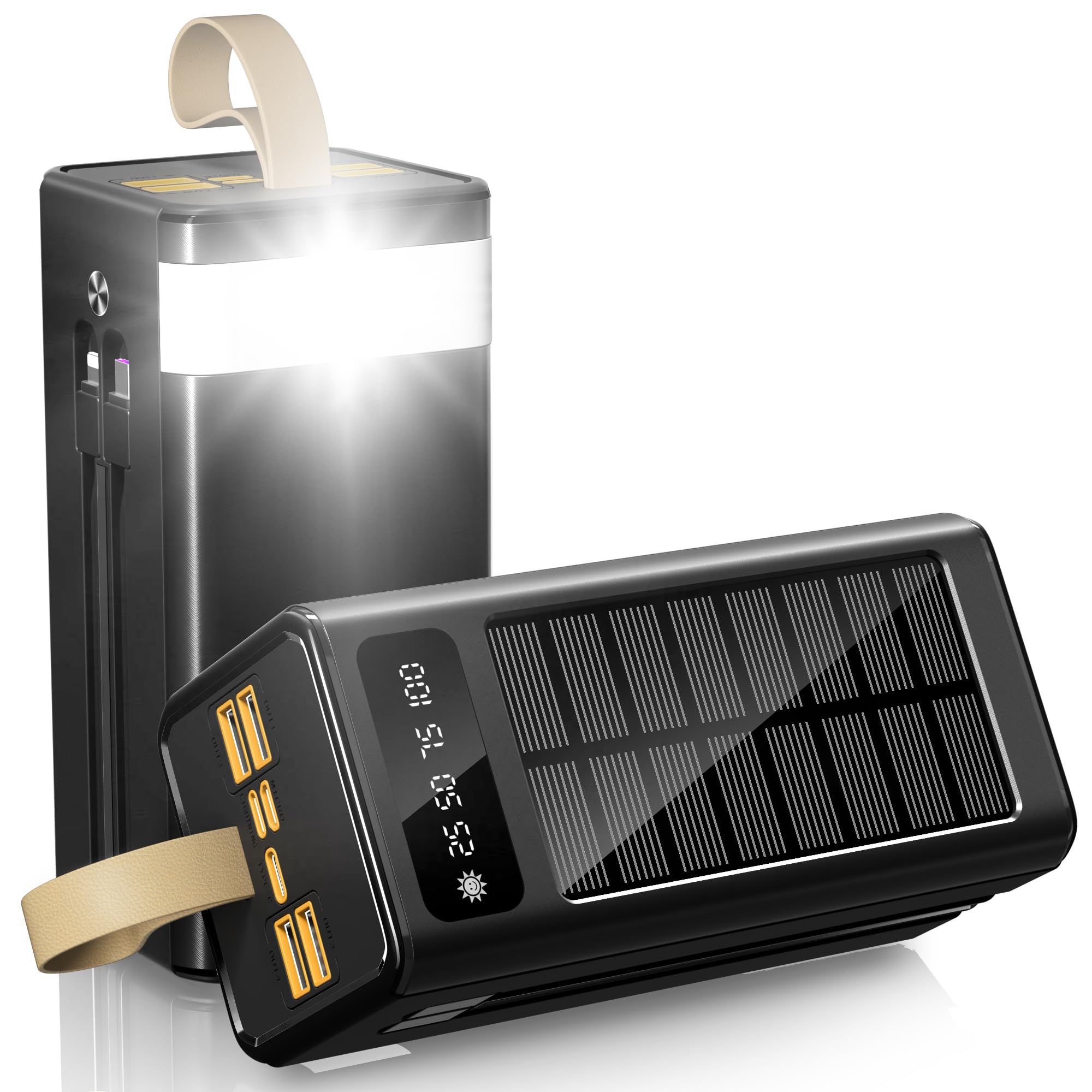 IKHDCYH 90000mAh Caricatore Solare 35W Rapido Senza Fili Campeggio Viaggi | Alta capacità, impermeabile, con torcia LED integrata, compatibile con tutti i dispositivi elettronici ideale per situazioni