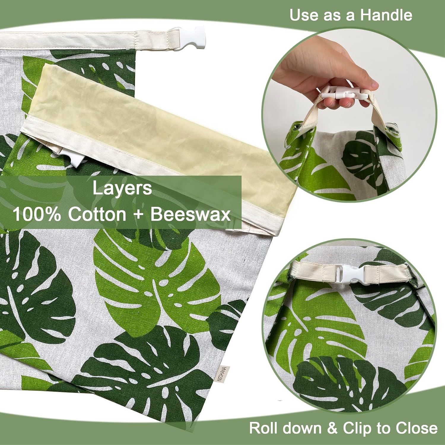2 Pack Reusable Bread Bags for Homemade Bread - XL Cotton Beeswax Bags, Beeswax Sourdough Bag, Keep Your Loaf Fresh for Days - Easy to Clean Cotton Storage Bag image 4