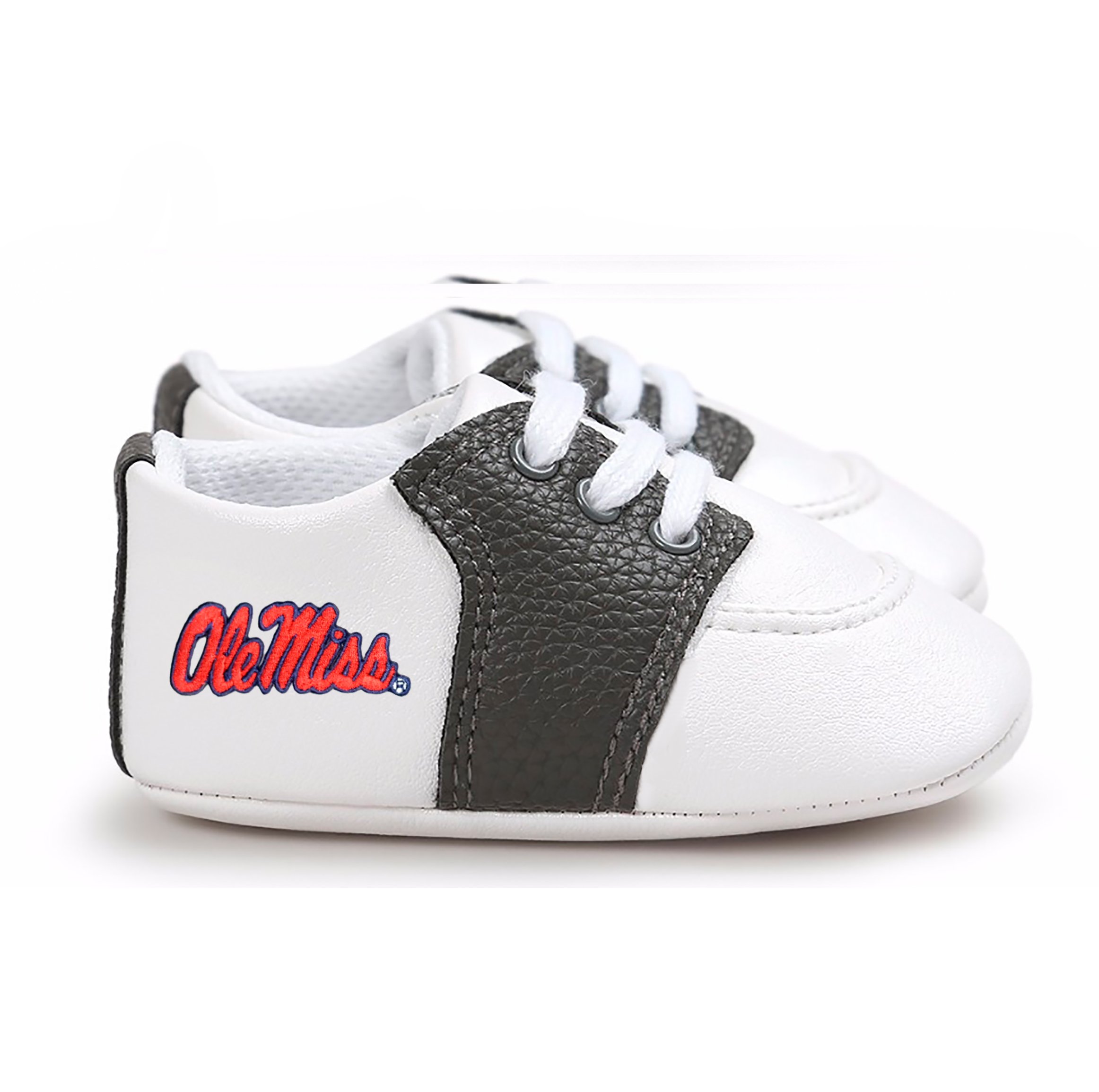 Mississippi Ole Miss Rebels Pre-Walker Baby Shoes Black Trim 0-6 Months Infant
