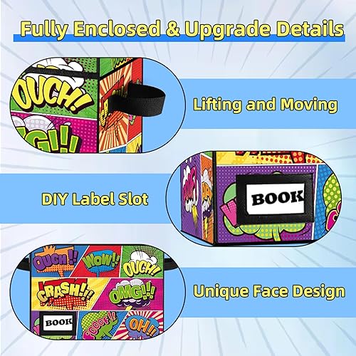 Miniatura 5 de YNSZAS Paquete de 2 cajas de almacenamiento para cómics, 15.8 x 7.8 x 11.8 pulgadas, caja corta plegable para cómics, capacidad para 160-180 cómics,