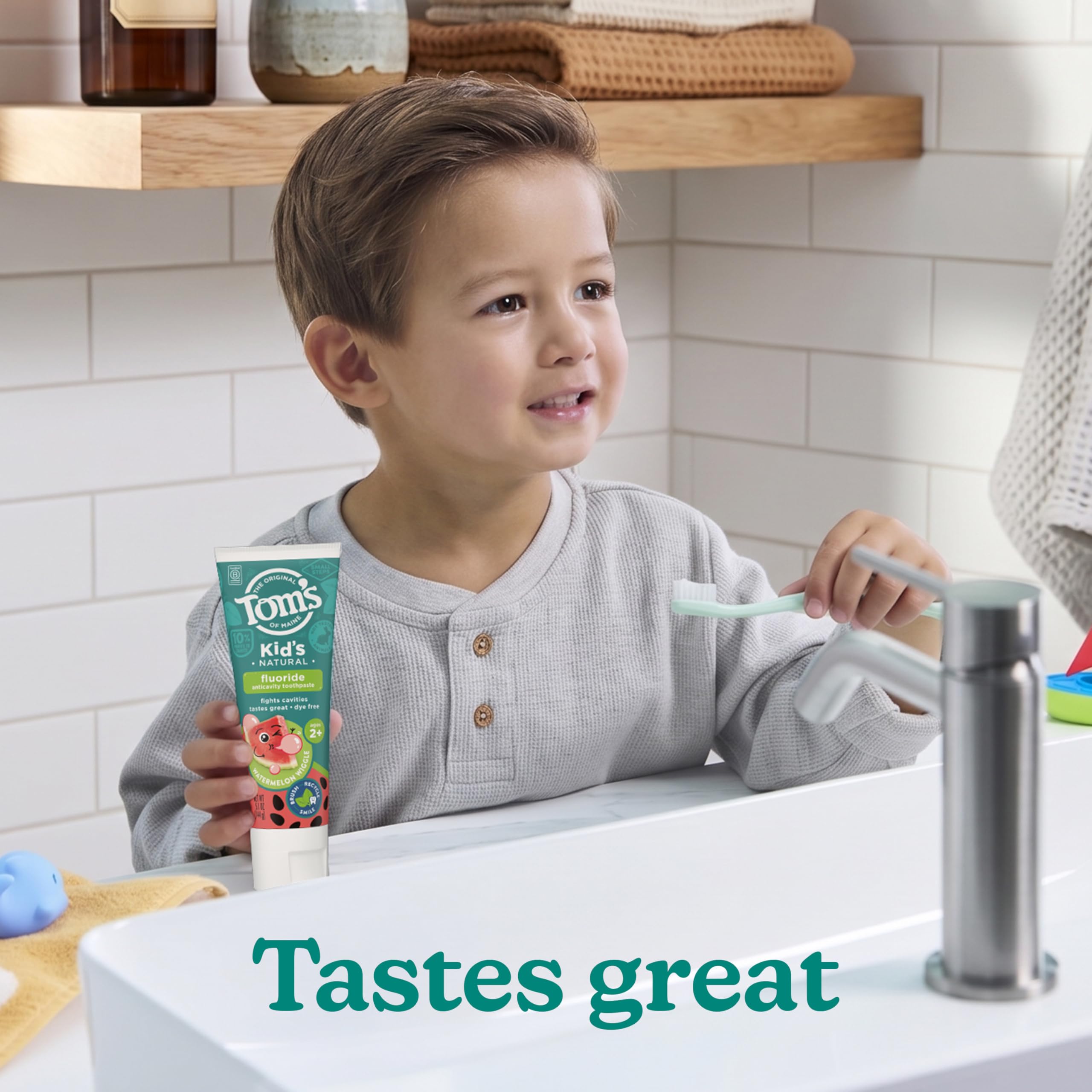 Tom's of Maine Natural Kids Fluoride Toothpaste, Watermelon, 3 Pack, 5.1 oz view 6