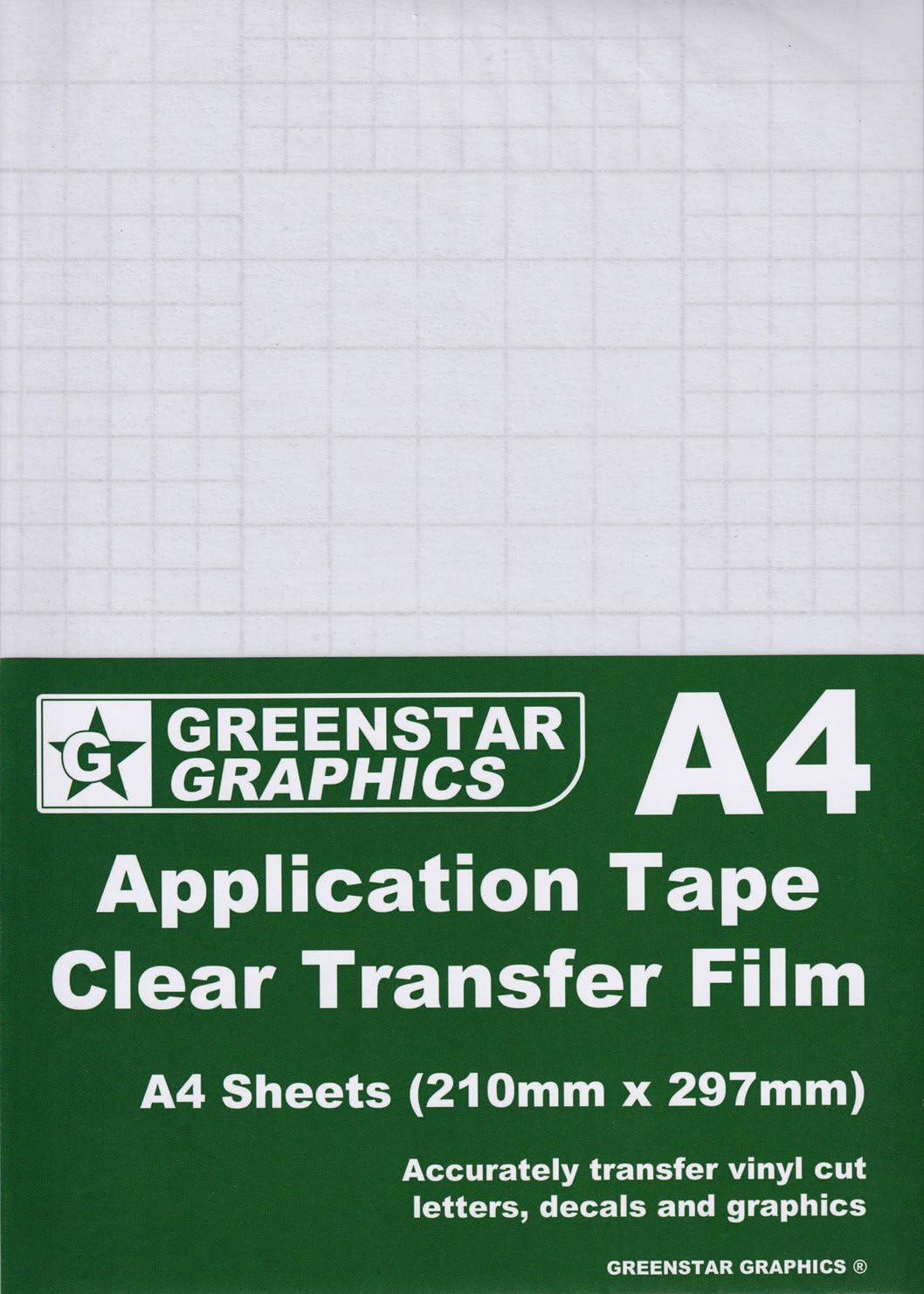 A4 Sheets Clear Transfer Film (Application Tape) 210mm x 297mm - Easily Transfer Decals/Stickers/Graphics/Lettering - Suitable for Silhouette Craft Cutters. GREENSTAR GRAPHICS ® (A4 Transfer 10)