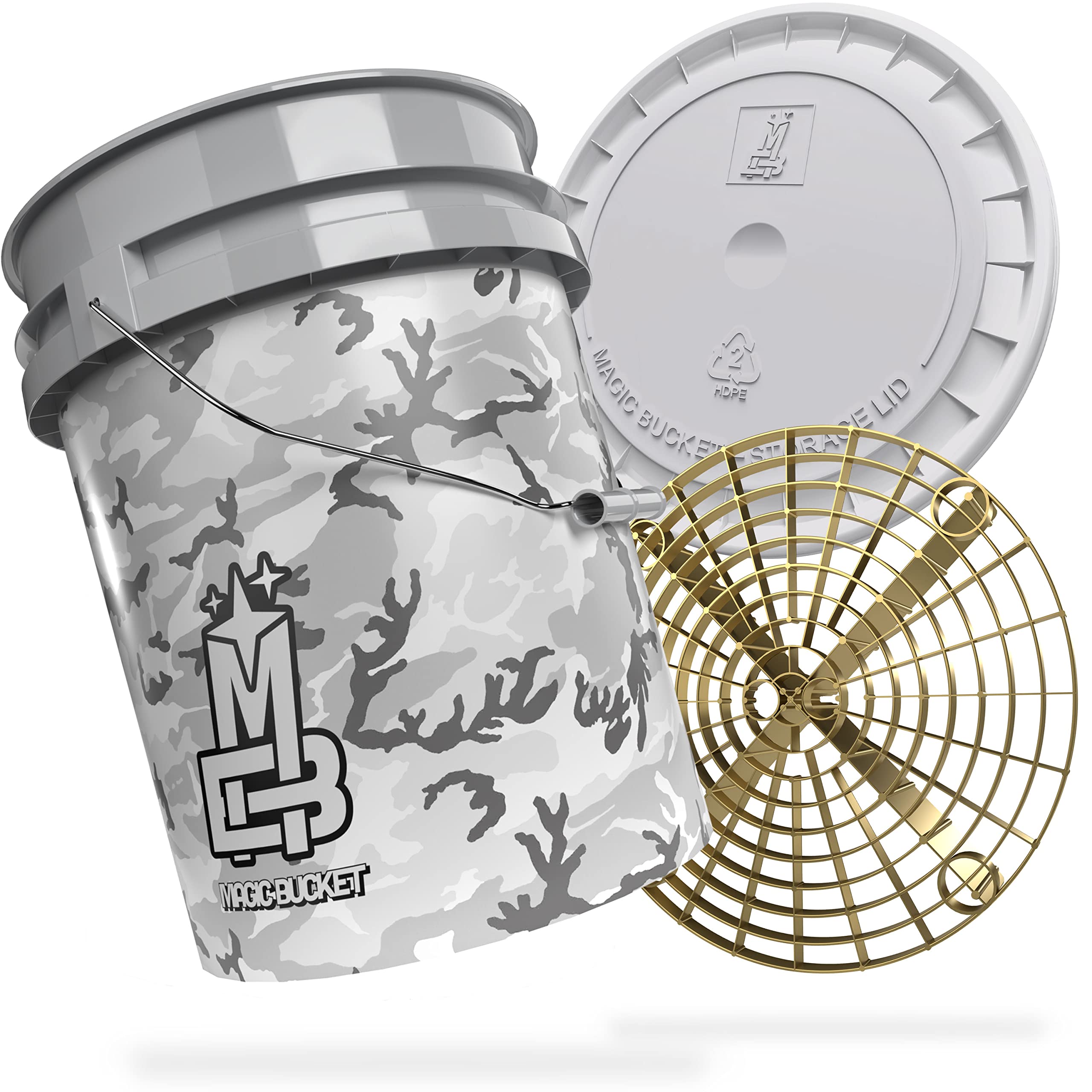 Magic Bucket | Paquete de Lavado a Mano | Cubo de Lavado con Tapa de Cubo a Juego 5 US GALLONS Aprox. 20 litros | con Inserto de Cubo Grit Guard Colador de Suciedad | Set de Lavado