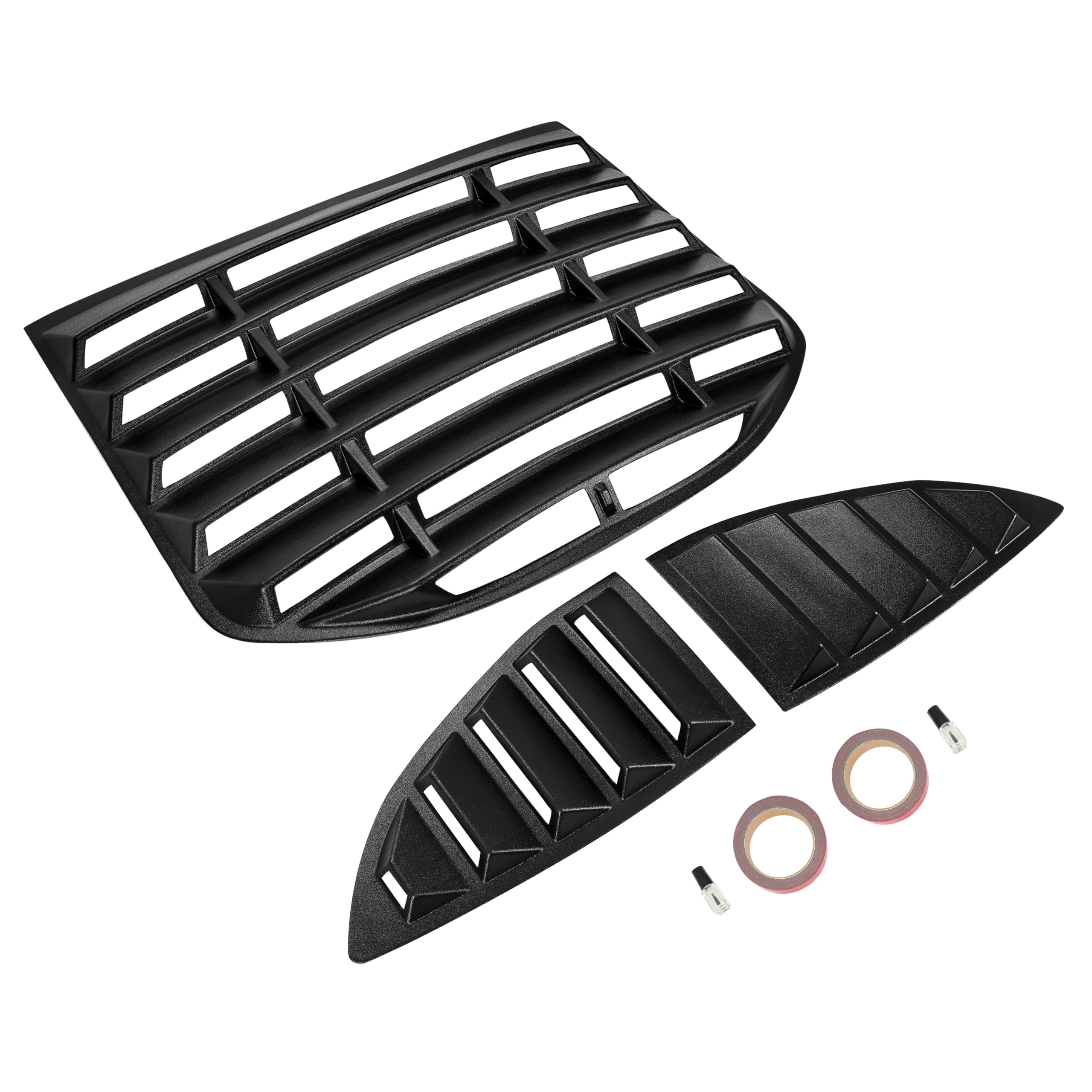KUAFU Rear + Side Window Louver Compatible with 2010-2016 Hyundai Genesis Coupe in GT Lambo Style Windshield Sun Shade Cover ABS Matte Black 3Pcs