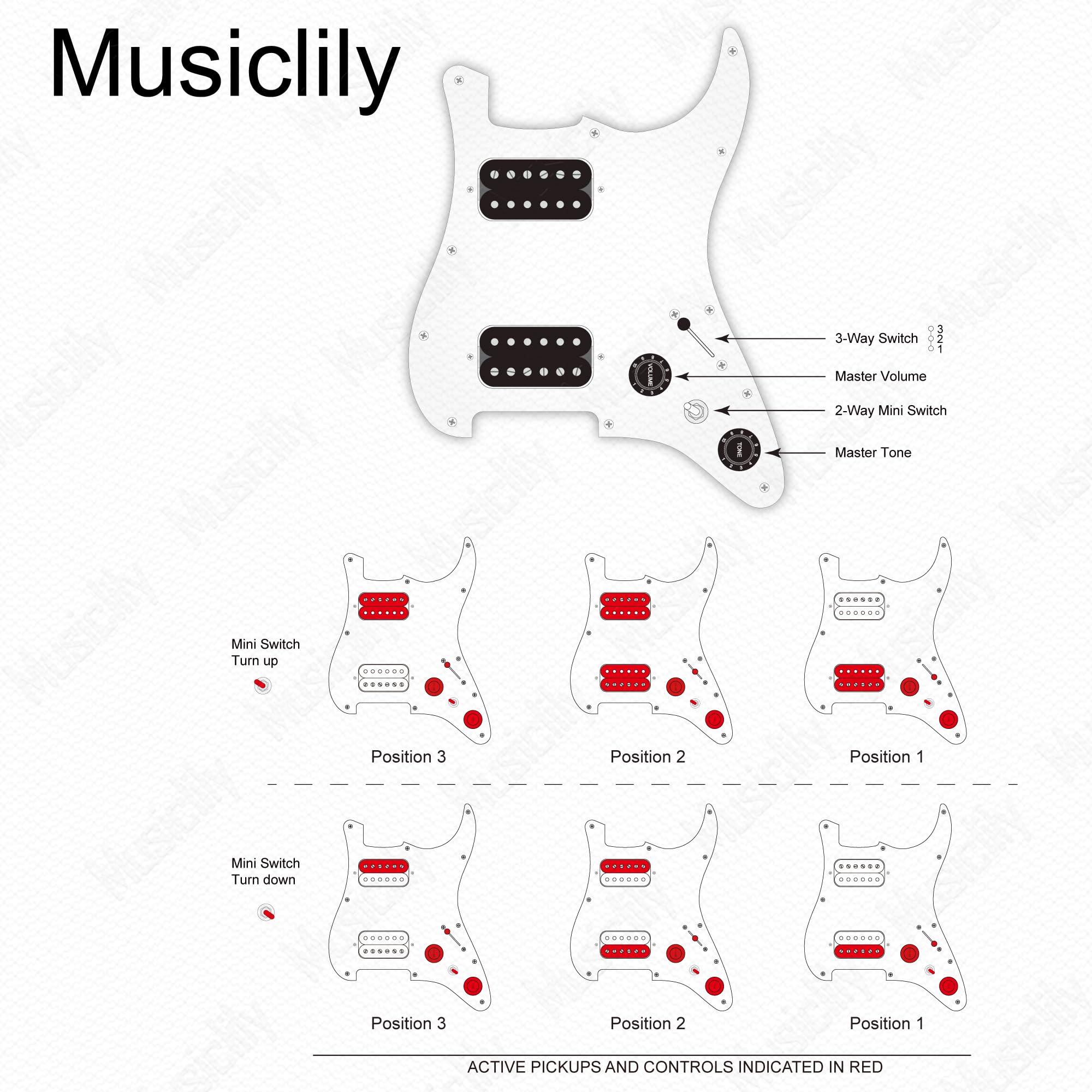 Amazon.co.jp: Musiclily Pro SE ST-HH-OMHA 配線済みピックガード