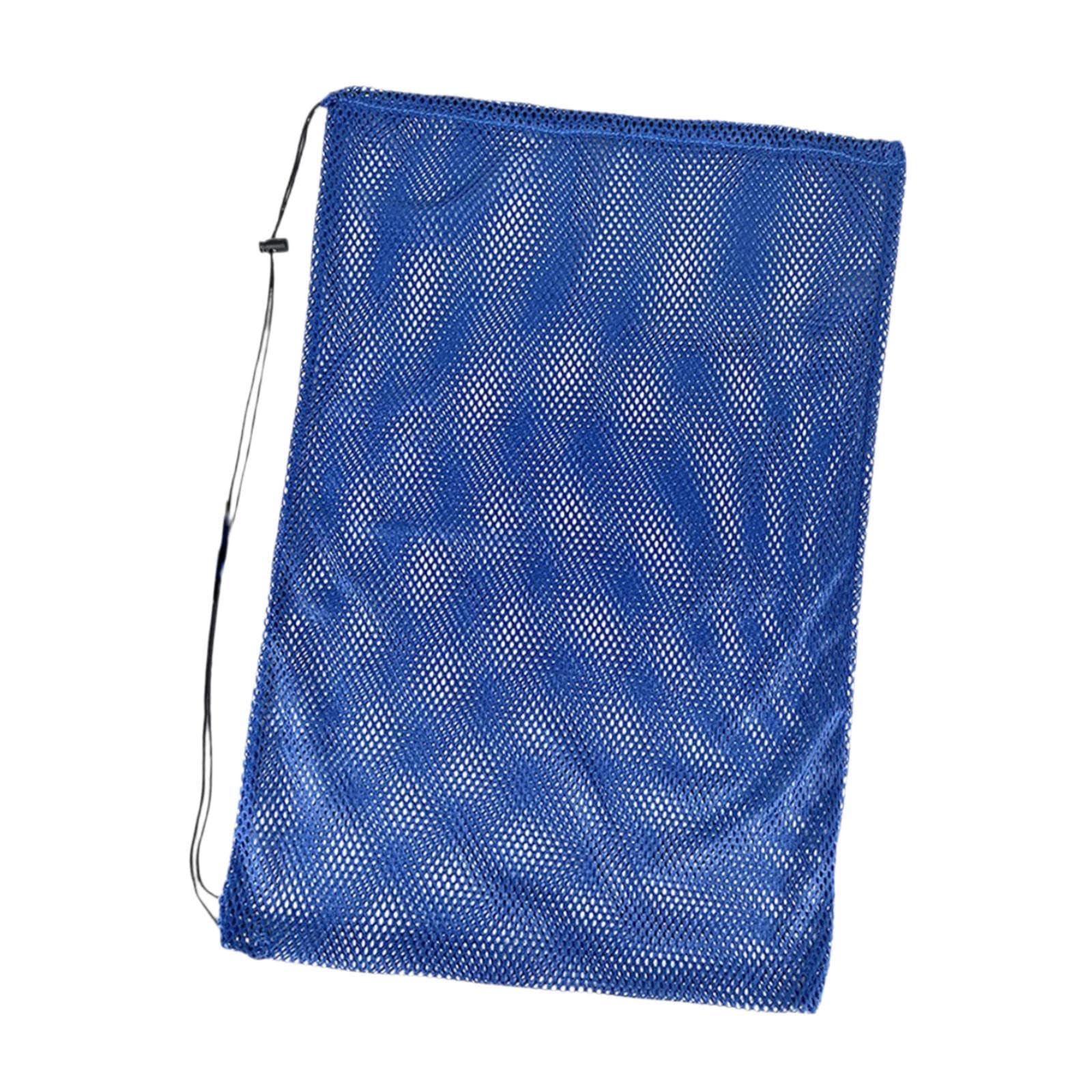 Menolana Swimming Equipment Bag Beach Backpack Nylon Organizer Storage Mesh Pool Bag Mesh Drawstring Backpack for Gym Sports Men Women, blue