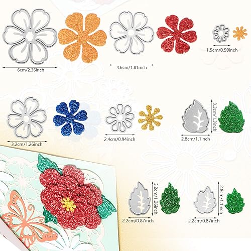 Miniatura 2 de 3 juegos de troqueles de corte de metal de flores, flores de Navidad, hojas en relieve, 19 estilos 3D troquelados de flores para manualidades,
