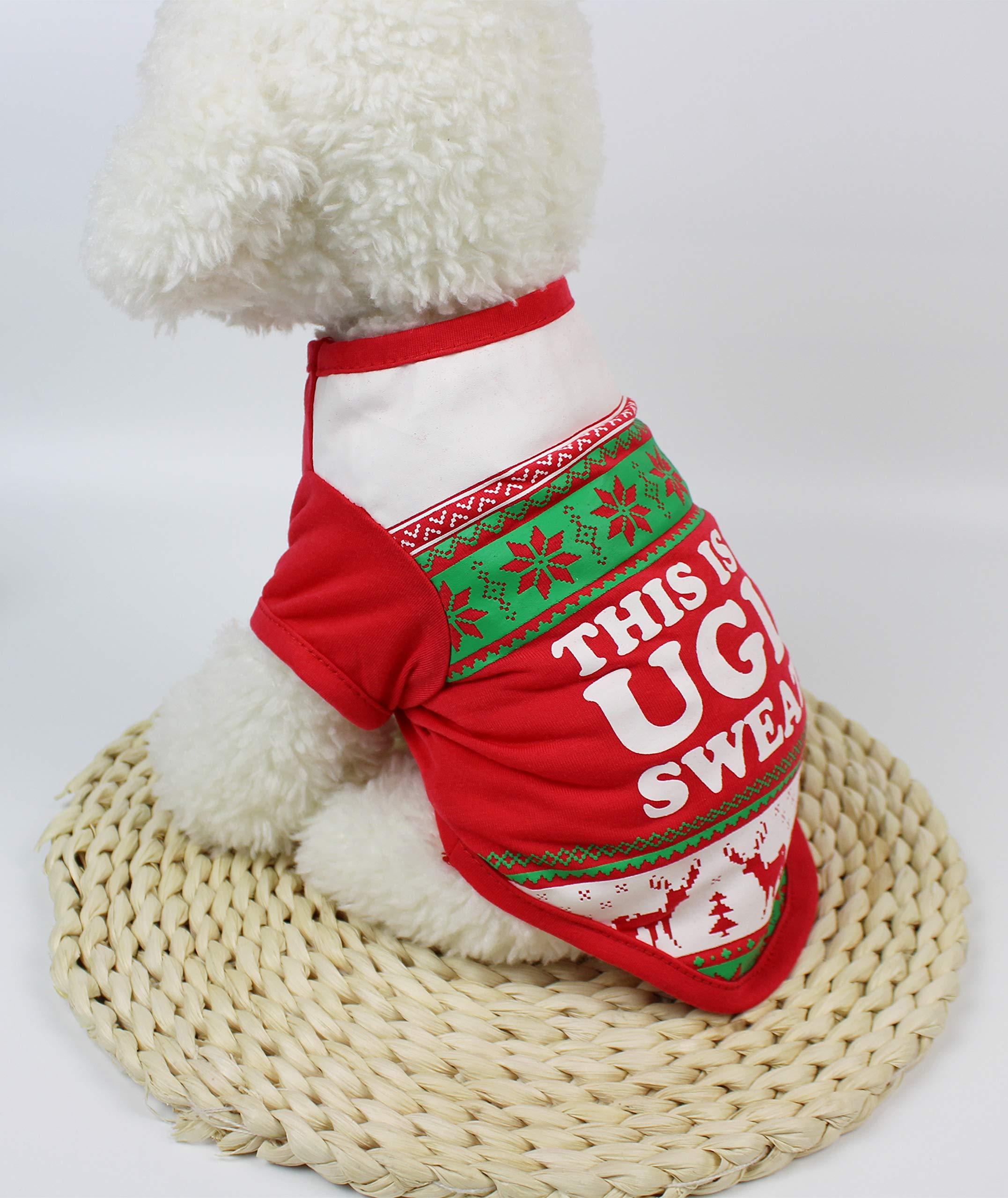 Alroman Dogs Christmas Shirts Red Puppy Santa Claus Costumes Pet Christmas Reindeer Clothes Doggy Green Clothing Winter Snowflakes Apparel Doggie Cold Weather Coats Small Cats Xmas Clothes