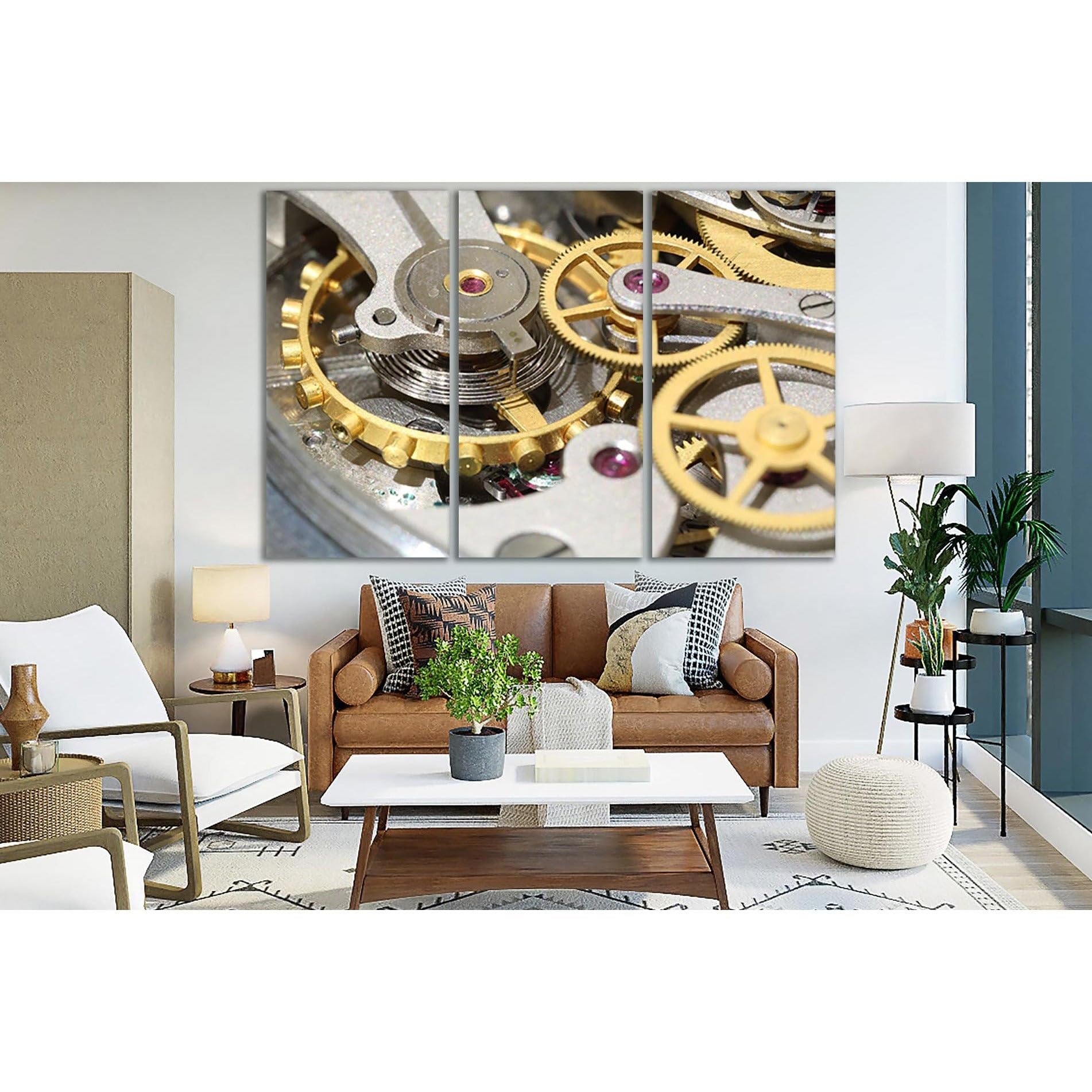 Tableau Russian Stopwatch №SL736 ZELLART triptyque mural vintage grand format 115 x 75 cm