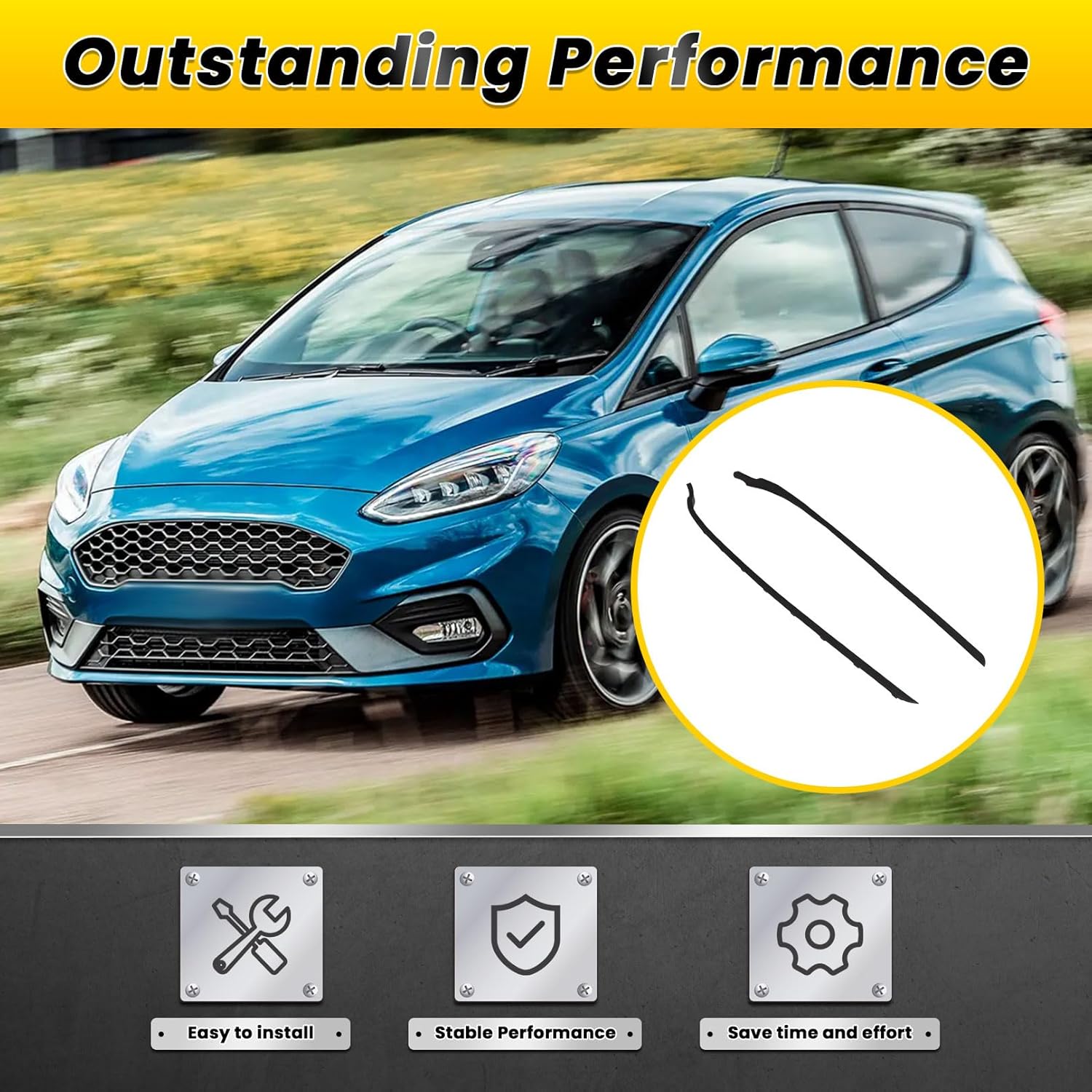 Windshield A-Pillar Front Molding Trim Compatible with 2011-2019 Fiesta AE8Z 5403136-A AE8Z5403136A AE8Z 5403137-B AE8Z5403137B
