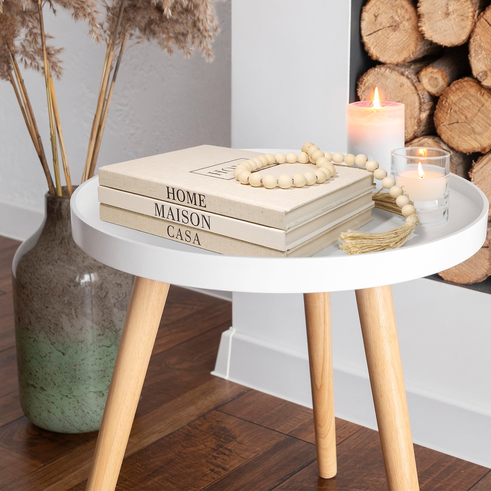 Set di 3 libri decorativi in tessuto di lino neutro