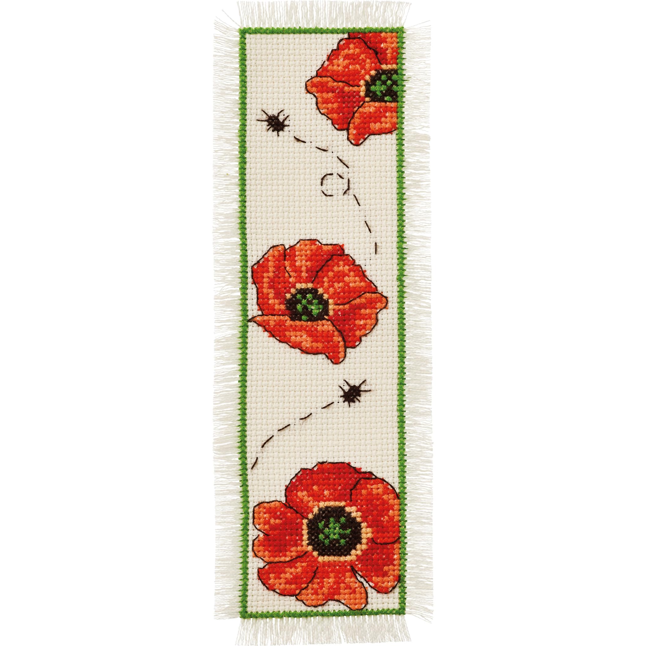 Permin Counted Cross Stitch Kit - Poppies Bookmark - 7cm x 22cm