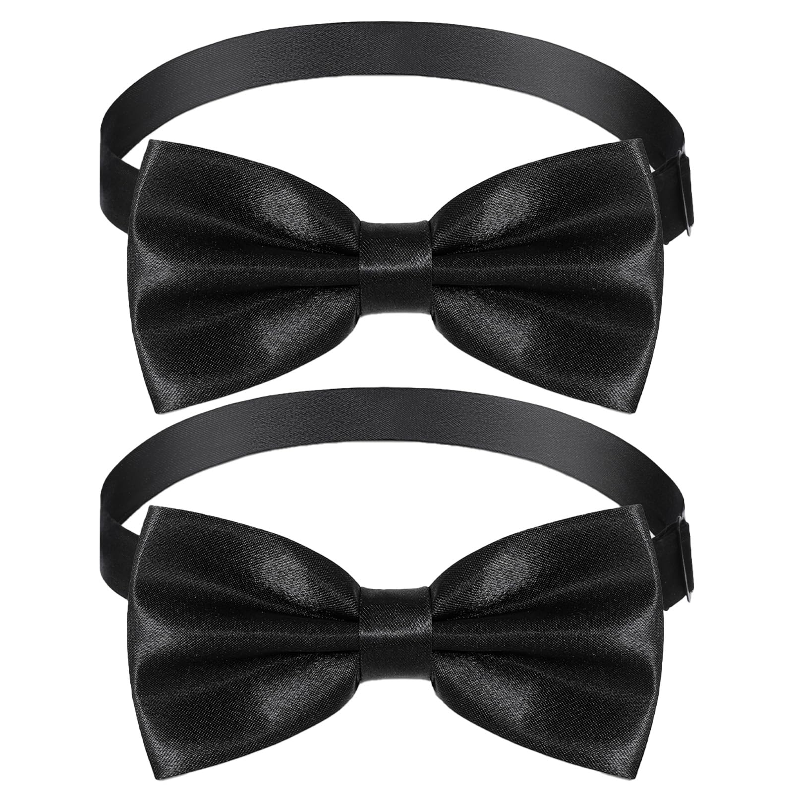 2 Pcs Black Bow Ties for Men, Adjustable Classic Bowties Men Reusable Handsome Mens Bow Tie for Mens Boys Wedding Party Christmas Formal Business Available