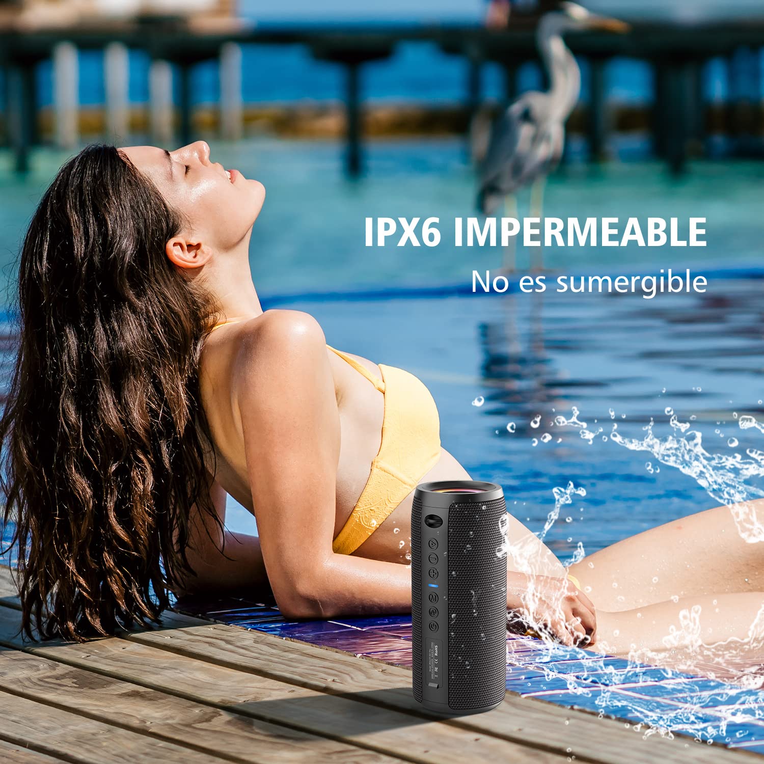 Zealot Altavoz Portátil Bluetooth con Luz LED, Altavoz Exterior Inalámbrico, 40W Graves Estéreo Potentes, Autonomía de 30 Horas, Puerto de AUX, USB, Micro SD/TF, Bluetooth 5.2 y IPX6 Impermeable