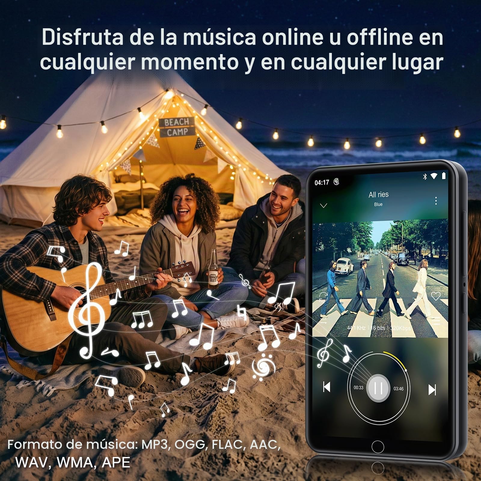 Reproductor MP3 Diofox 80GB con Spotify, Bluetooth y WiFi, Pantalla táctil Completa de 4.0 Pulgadas, Reproductor de música en Streaming Android, Amazon Music, Deezer, Radio FM, Play Store - Negro