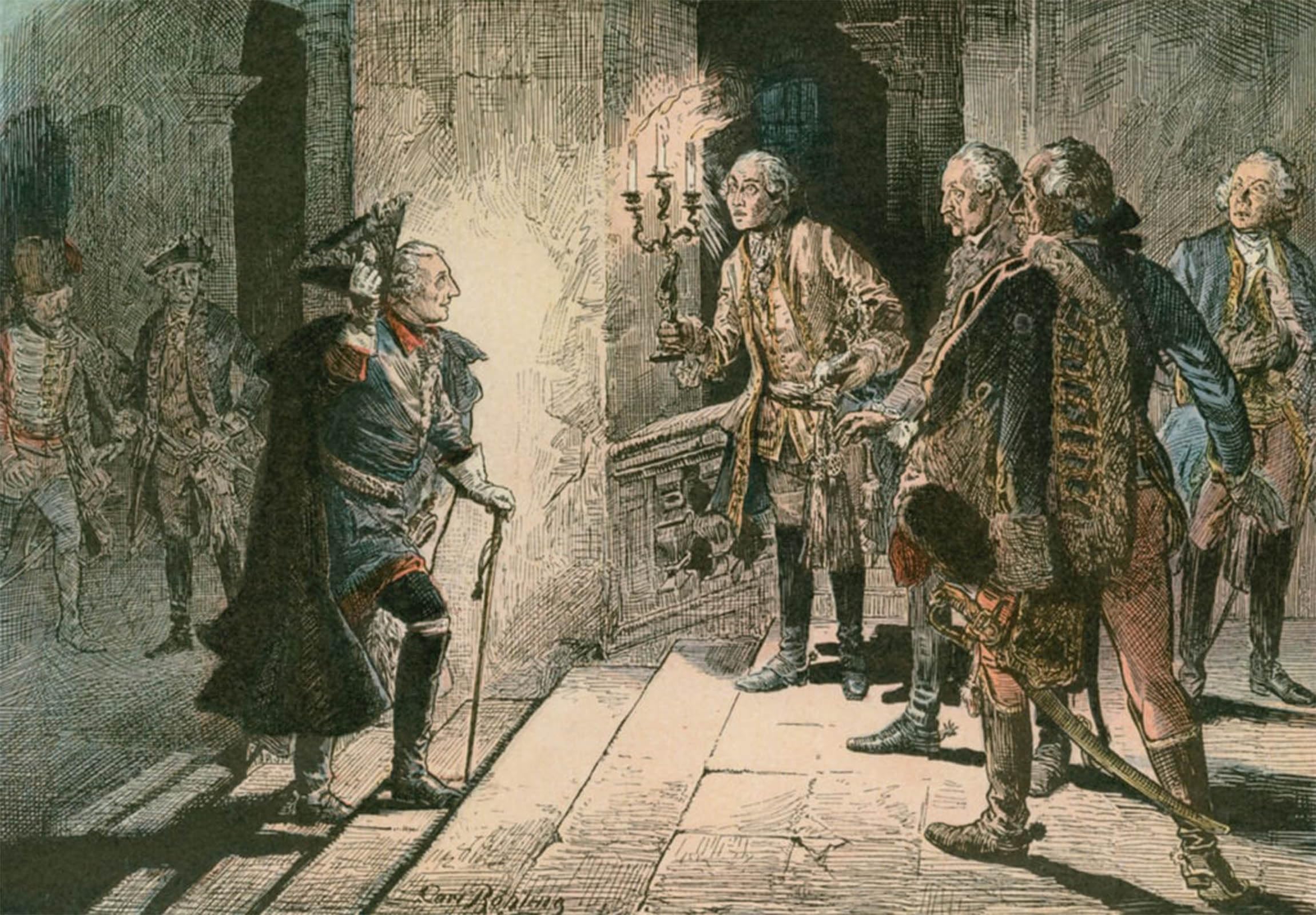 ARTXLXXBN Famous Print Painting Colorful Art Print Frederick the Great At the Castle of Lissa on the Evening of the Battle of Leuthen in by Carl Rohling Canvas Art Decorations for Home Decor 60x90cm