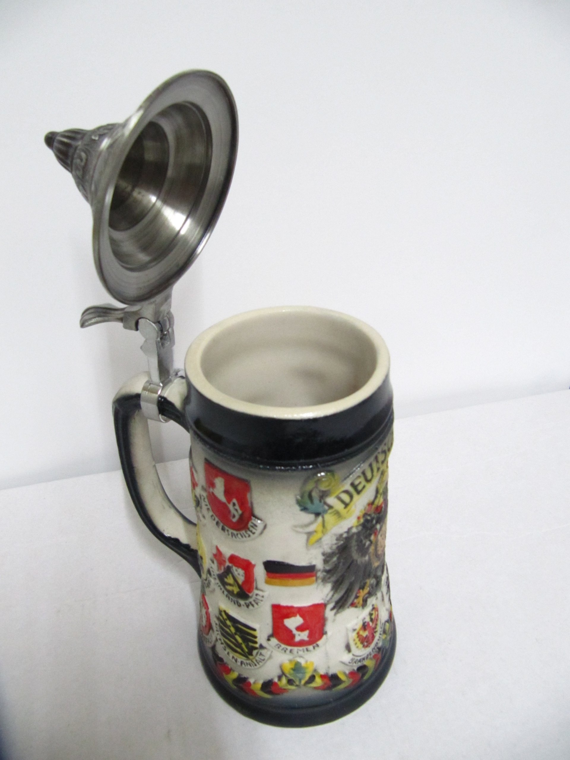 Buddel-Bini Bierkrug Deutschland mit Zinndeckel 0,5 Liter rustikal